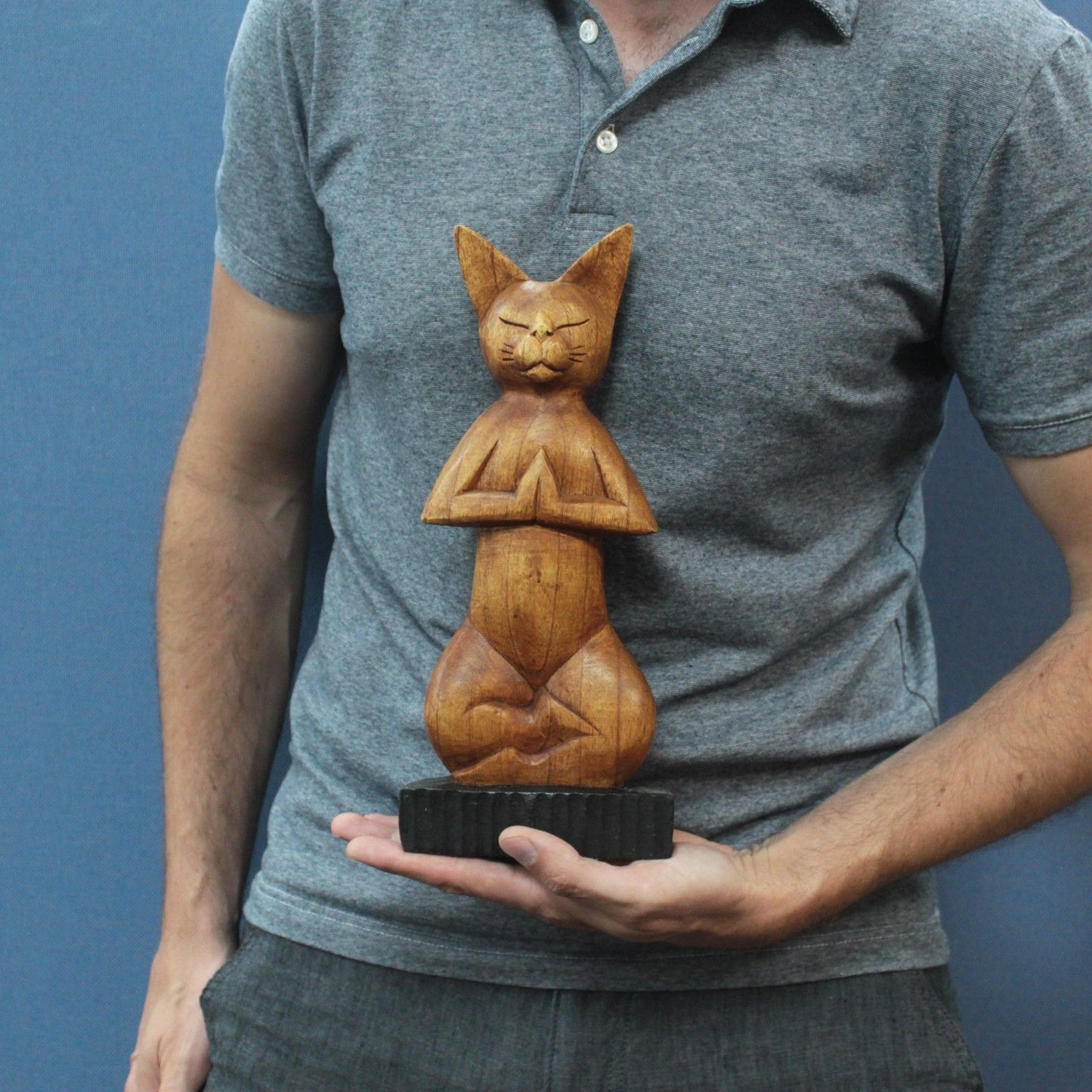 Handcarved Yoga Cat