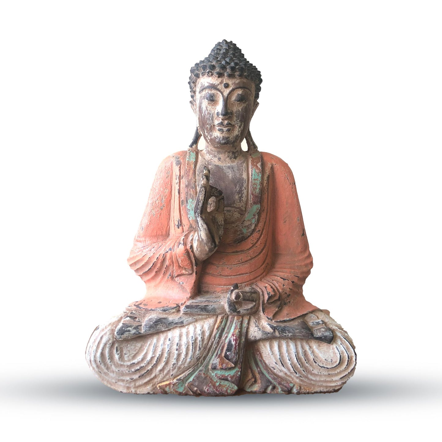 Vintage Orange Buddha Statue 40cm