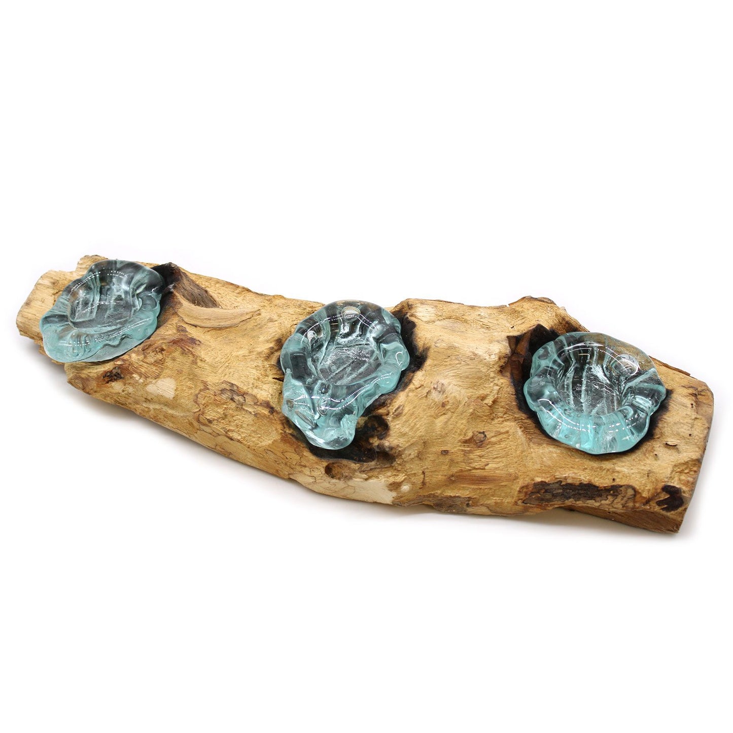 Molten Glass Flat Triple Candle Holder