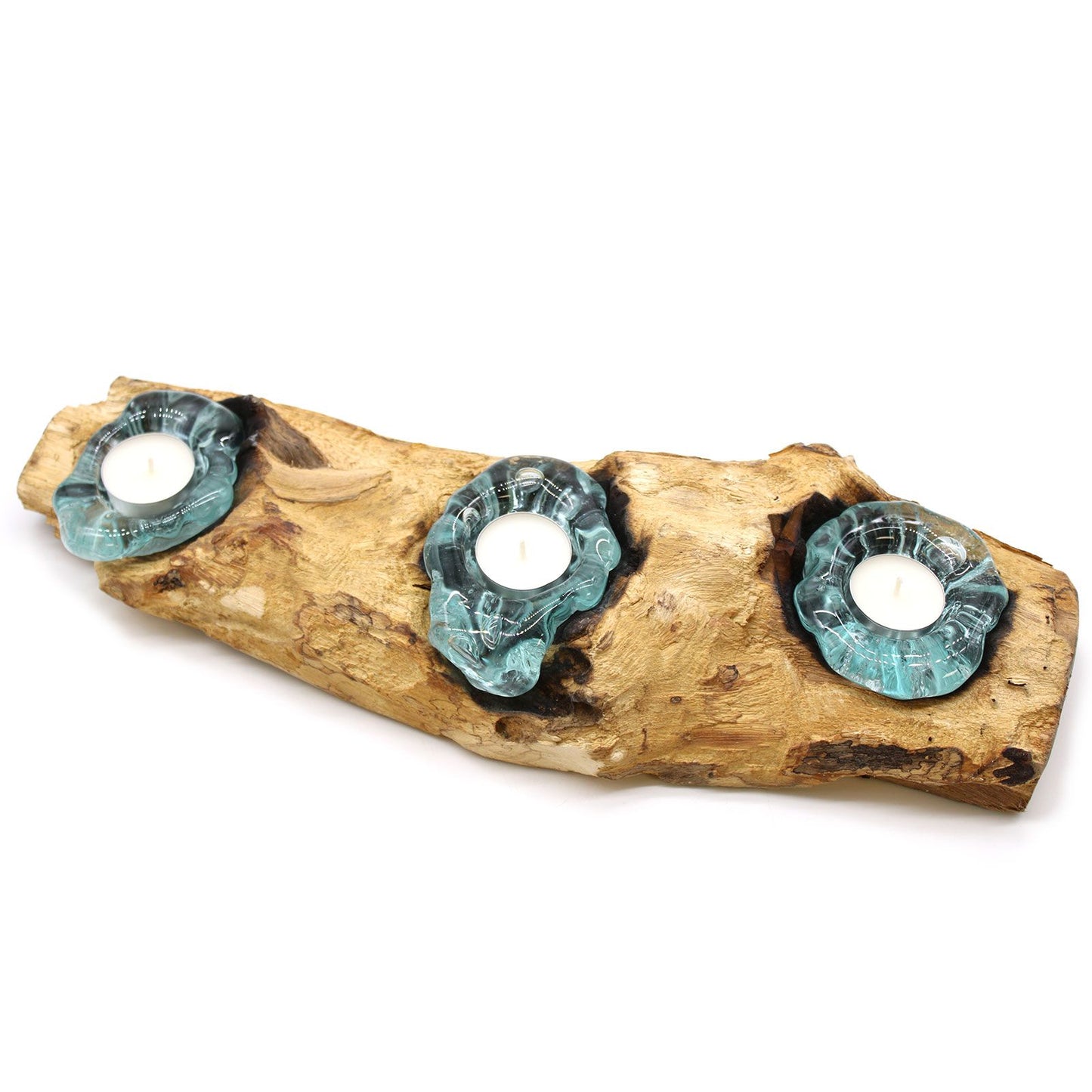 Molten Glass Flat Triple Candle Holder