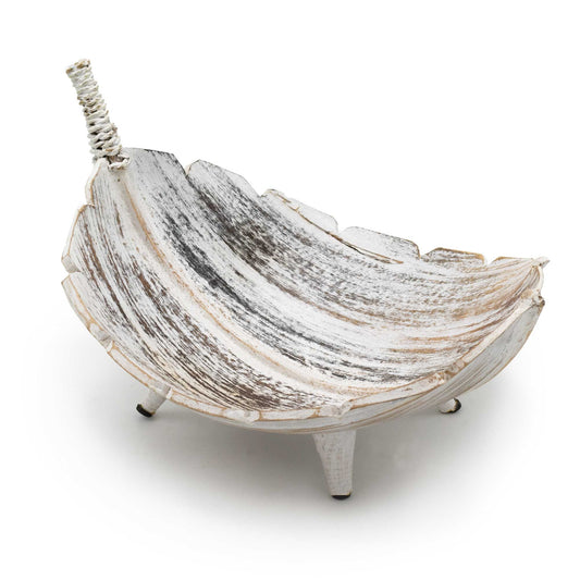 Coconut Leaf Fruit Bowl - Whitewash